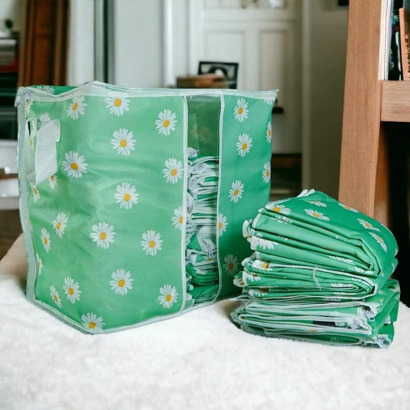 Printed Multipurpose Storage Bag, Storage Bags With Handles, Non Woven Floral Print Storage Organizer, Closet Organizer Printed Multipurpose Storage Bag, Storage Bags With Handles, Non Woven Floral Print Storage Organizer, Closet Organizer